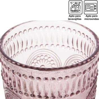 Pink Glass Tall Glasses - 400ml _ø8x13cm, Apto Lavavajillas