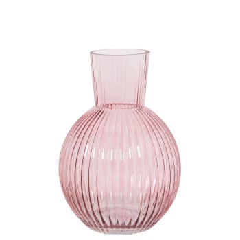 Pink Glass Vase- Ø19x29cm,boca:ø10cm,base:ø10c