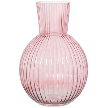 Pink Glass Vase Ø24x36cm, Mouth:ø12cm Base:ø12cm