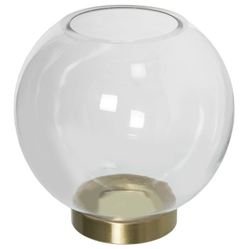 Transparent Glass Candle Holder Vase With Golden Foot- Ø20x22cm,boca:ø9cm-base:ø10cm