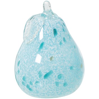 Mottled Light Blue Glass Pear Figurine- Ø11x17cm