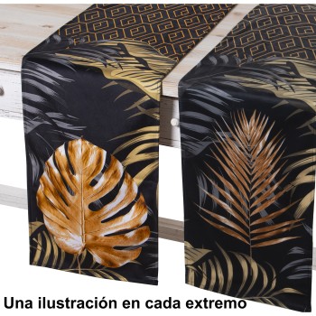 Camino De Mesa Terciopelo 180x30cm Selva Gold Venecia 180x30cm, 100% Poliéster