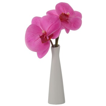 Violetero C/orquidea Blanca Peva/pe 15x7x25 Cm flor:9x8cm-porcelana: 4x14cm