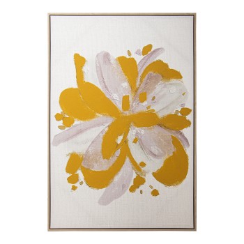 Printed Canvas Flower With Beech Wooden Frame- 80x4x120cm