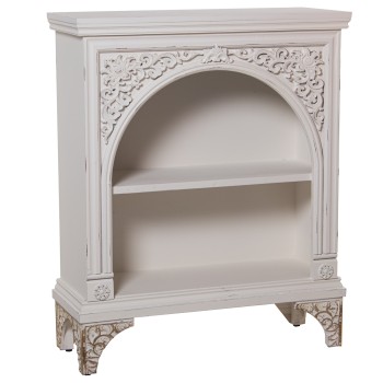 Aged White Carved Wooden Entrance Cabinet- 81x30x100cm