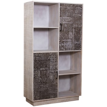 Librería C/2 Puertas Madera Mango Natural/blanco/marrón 100x40x180cm