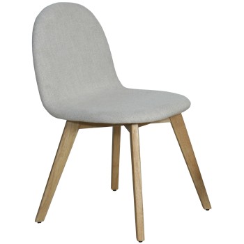 Chaise En Tissu Beige/ Pieds En Bois Couleur Chêne 50x57x81cm Haut. Siège:46,5cm