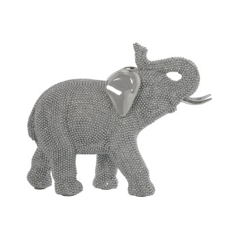 Figura Elefante Resina Plateada 23,5x9,5x19cm