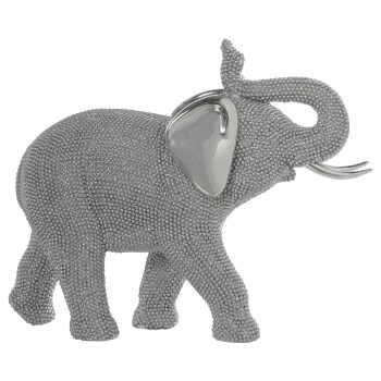 Figura Elefante Resina Plateada 29x10,5x23cm