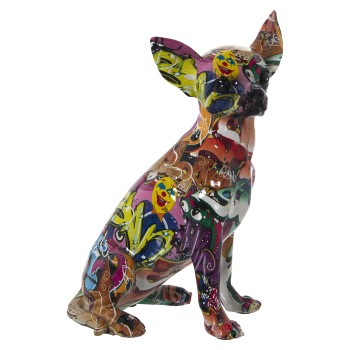 Figura Perro Resina Grafiti Multicolor 15x13x26cm