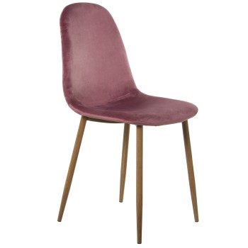 Pink Velvet Chair, Metal Legs Wood Imitation _44,5x47x89cm Seat Hight:47cm