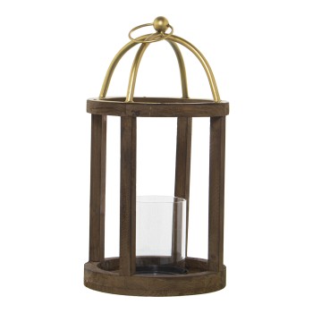 Farol Portavelas Madera/metal/cristal 22x22x45cm