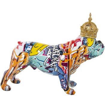 Graffiti Resin Crowned Dog Figure- 30x12x23cm