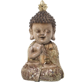 Figura Resina Buda Policromado 13x10x23cm