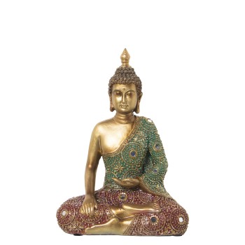 Golden And Colorful Resin Buddha Figure- 22x11x30cm