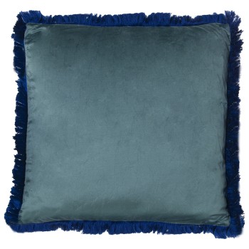 Coussin Déhoussable En Velours Avec Franges Bleues - Bleu - 45x45cm- 50x30cm