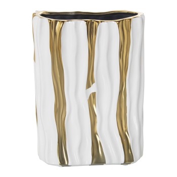 Golden And White Ceramic Vase- 19x8x25cm