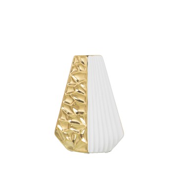 White And Golden Ceramic Vase- 14x2x21cm