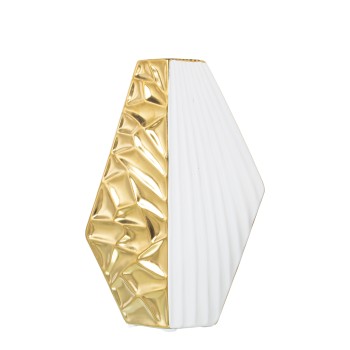 White And Golden Ceramic Vase- 20x8x29cm