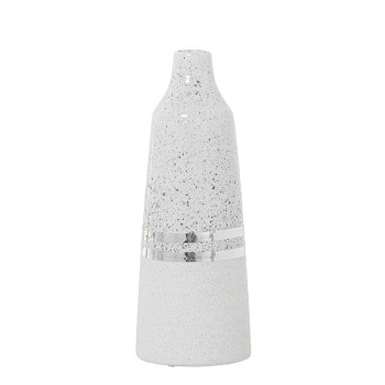 Silver And White Ceramic Vase- Ø11x32cm