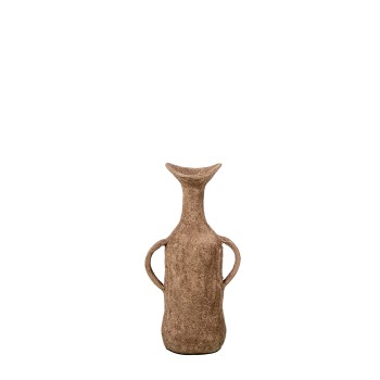 Vase W/handles, Beige Aluminium 13x9x25cm