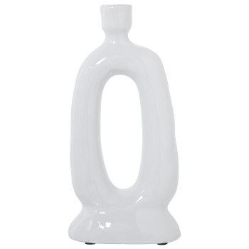 White Ceramic Candlestick- _16x10x31cm