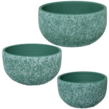 Set 3 Green Ceramic Pots Ø20x11,5+ø25x13,5+ø29x14,5cm