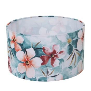 Pantalla Cilíndrica Estampadaterciopelo Flores Ø35x20cm, Para Bombilla E-27