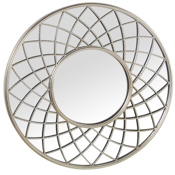 Silver Metal Round Mirror- Ø84x5cm, Int:ø38cm