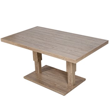 Cream Aluminium Outdoor Table, Height Adjustable 140x82x45/68cm