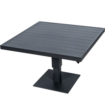 Anthracite Aluminium Outdoor Table, Height Adjustable 101x101x45/68cm