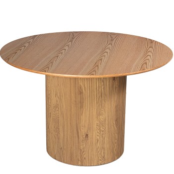 Table Á Manger 120cm En Bois, Coleur Chene Ø170x76cm, Panneau: Mdf+placage De Chêne Peint