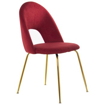 Red Velvet Chair+91158, Golden Metal Legs 50x51x86cm, Seat Height:47cm